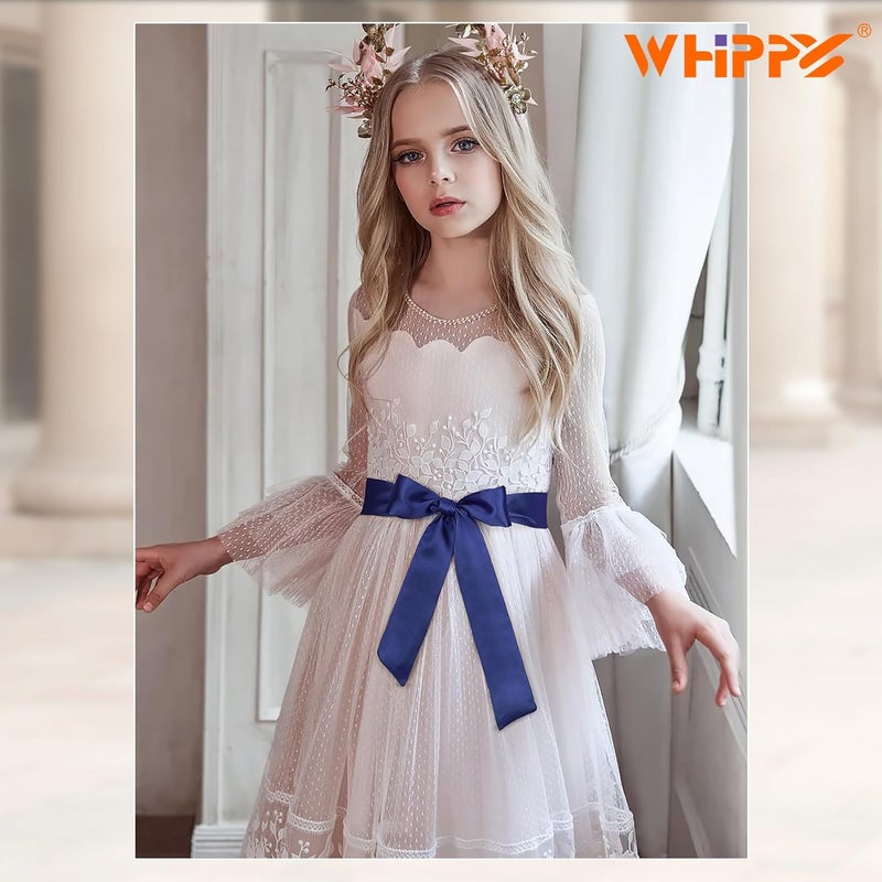 WHIPPY Sash Belt for Girls Dress Kids Long Waist Belts for Wedding Party 2'' Wide - Image 5